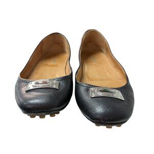 Coach Vernon Black Pebbled Leather Flats Size 8